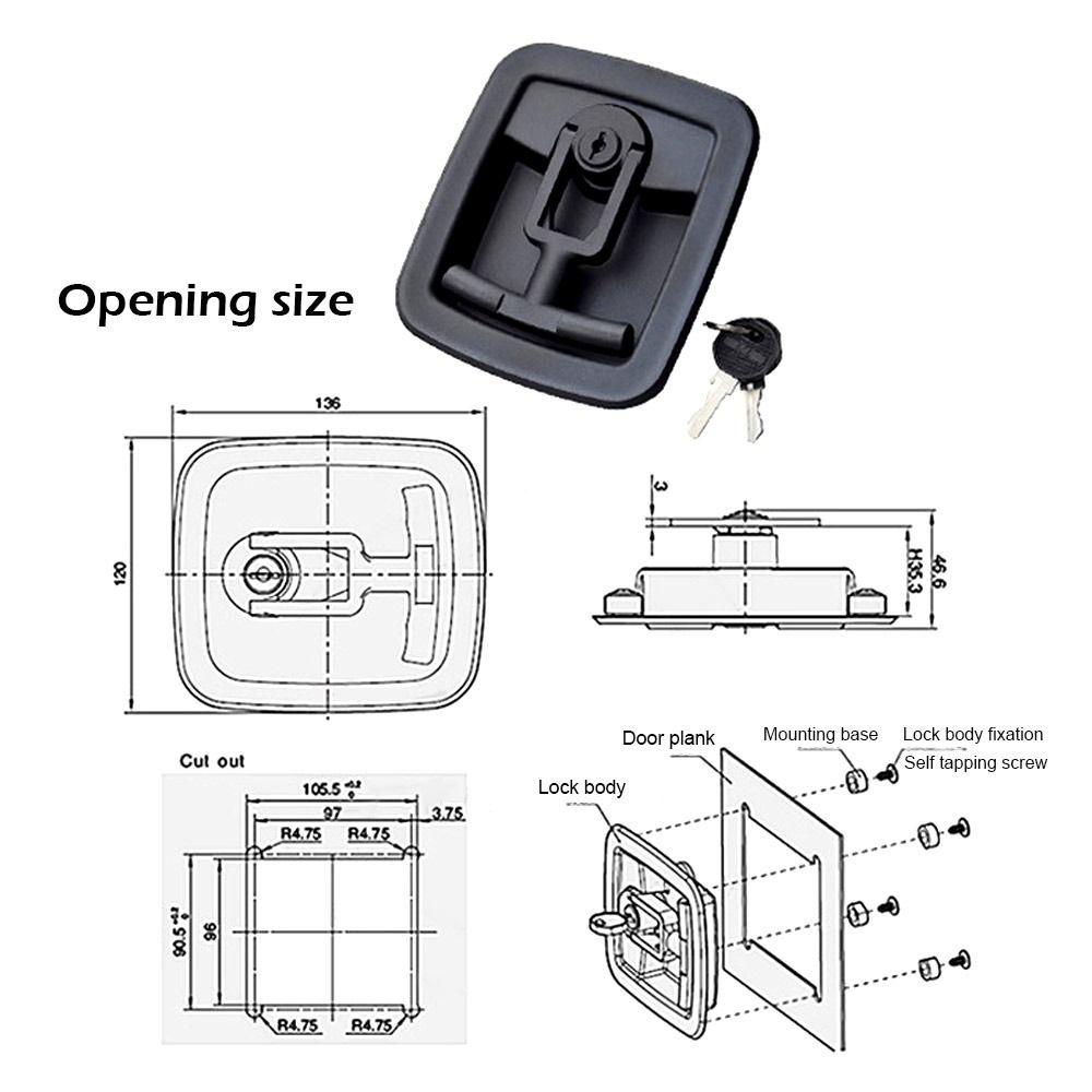 Preva Truck T-handle Lock Kamper Serbaguna RV Security Lock