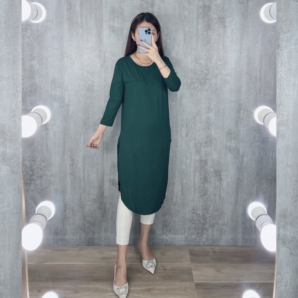 Tunik belah samping lengan 7/8 | tunik jumbo oversize