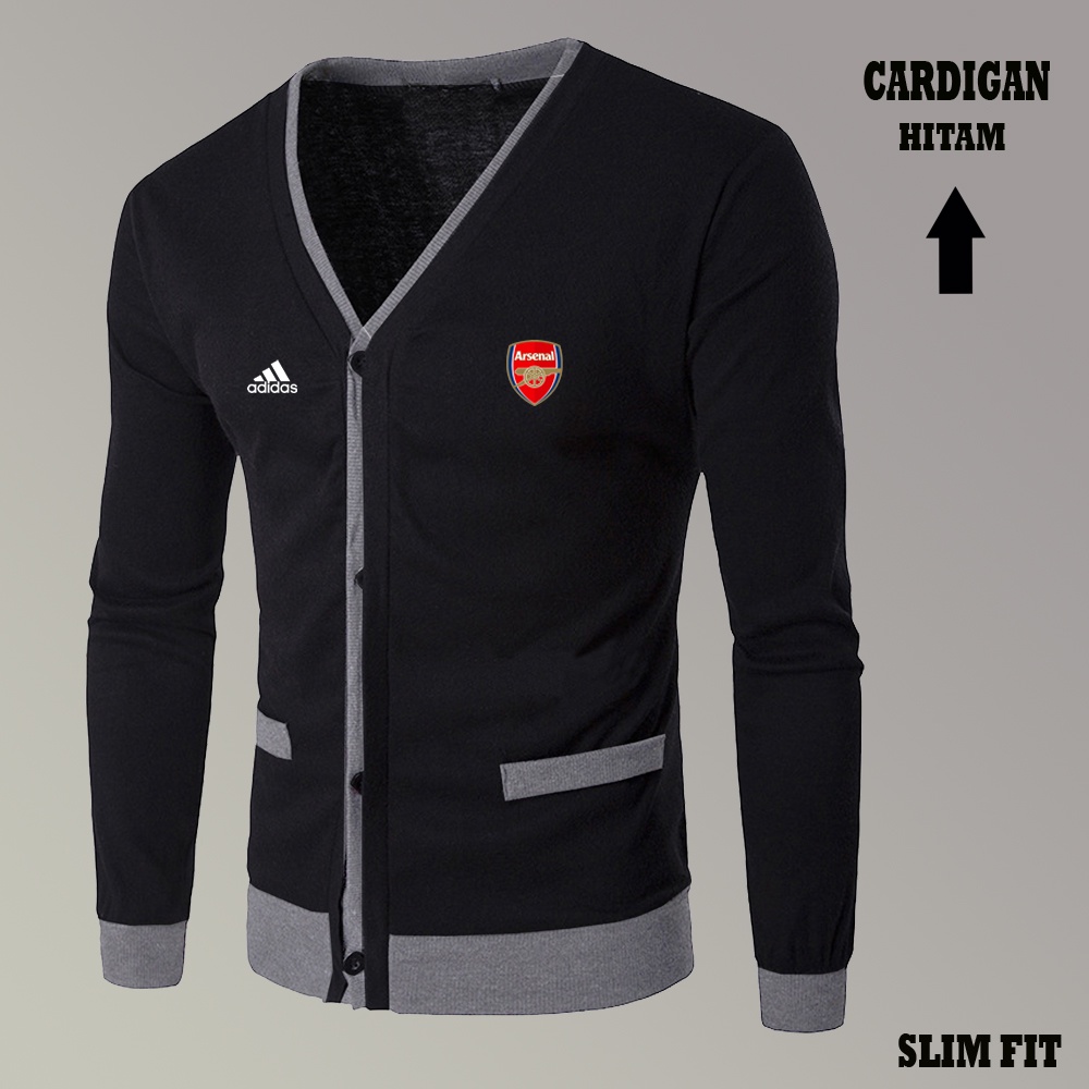 Cardigan Rajut Pria Cotton Logo Arsenal - outwear Cardigan Pria Keren Tebal - Cardigan Rajut Bisa Cu