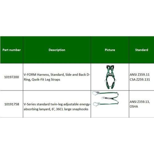 

Fall protection msa 10197200 & msa lanyard 10191758 double big hook