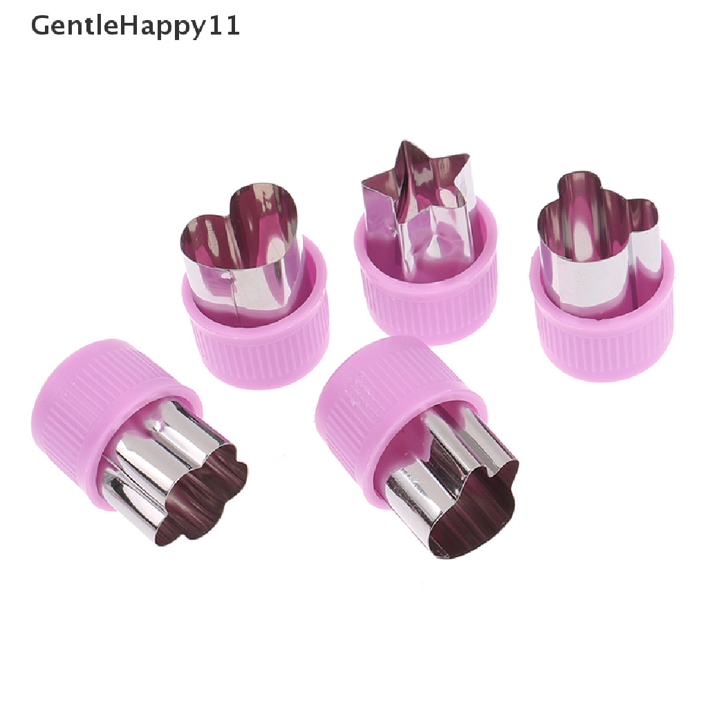 Gentlehappy 5pcs / Set Cetakan Pemotong Buah / Sayur / Bunga / Butterfly Bahan Plastik Untuk Peralatan Dapur