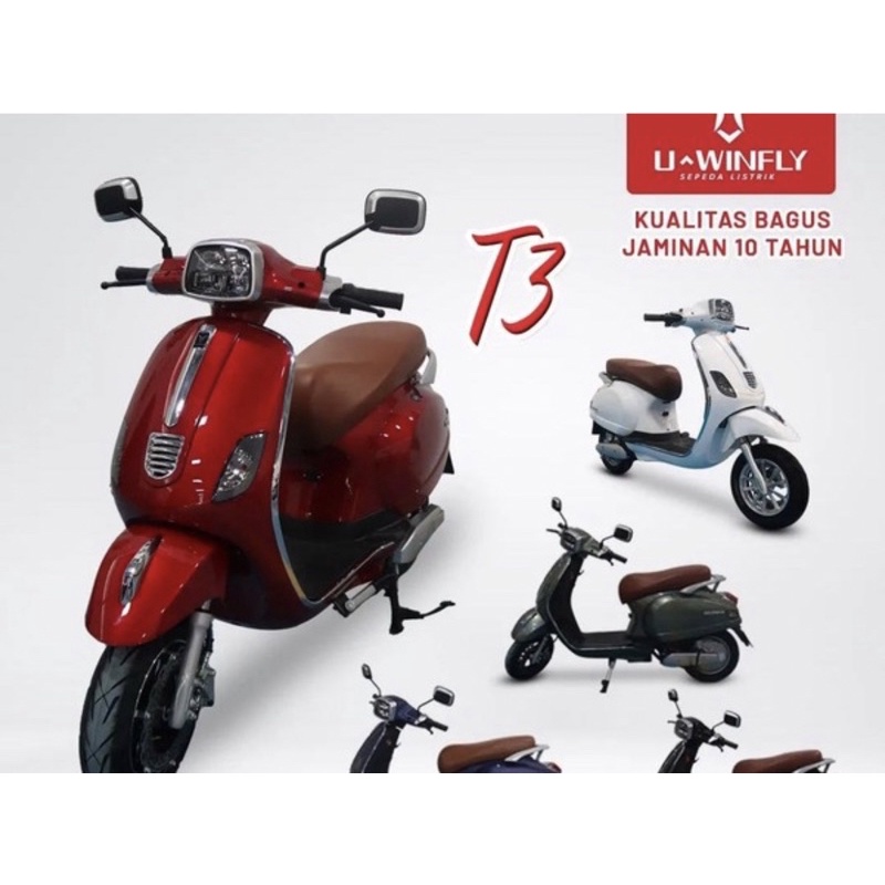 Sepeda Motor Listrik Uwinfly T3 (putih, merah, hijau, biru)