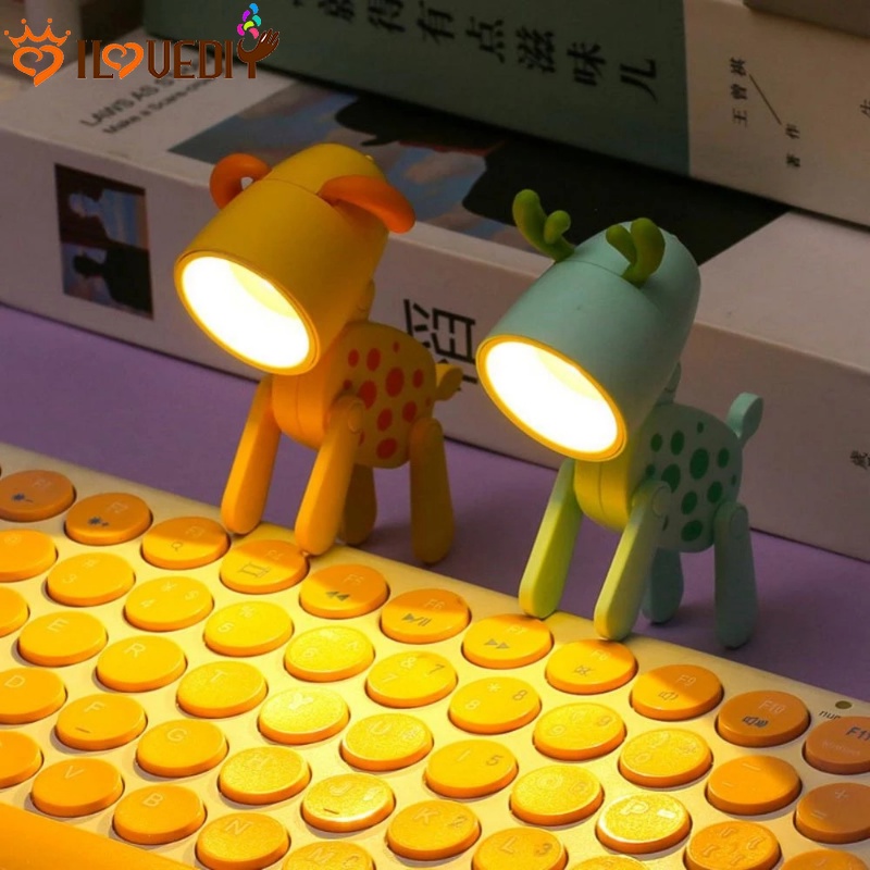 Lampu Baca LED Tenaga Baterai Bentuk Rusa Kartun Untuk Kamar Tidur