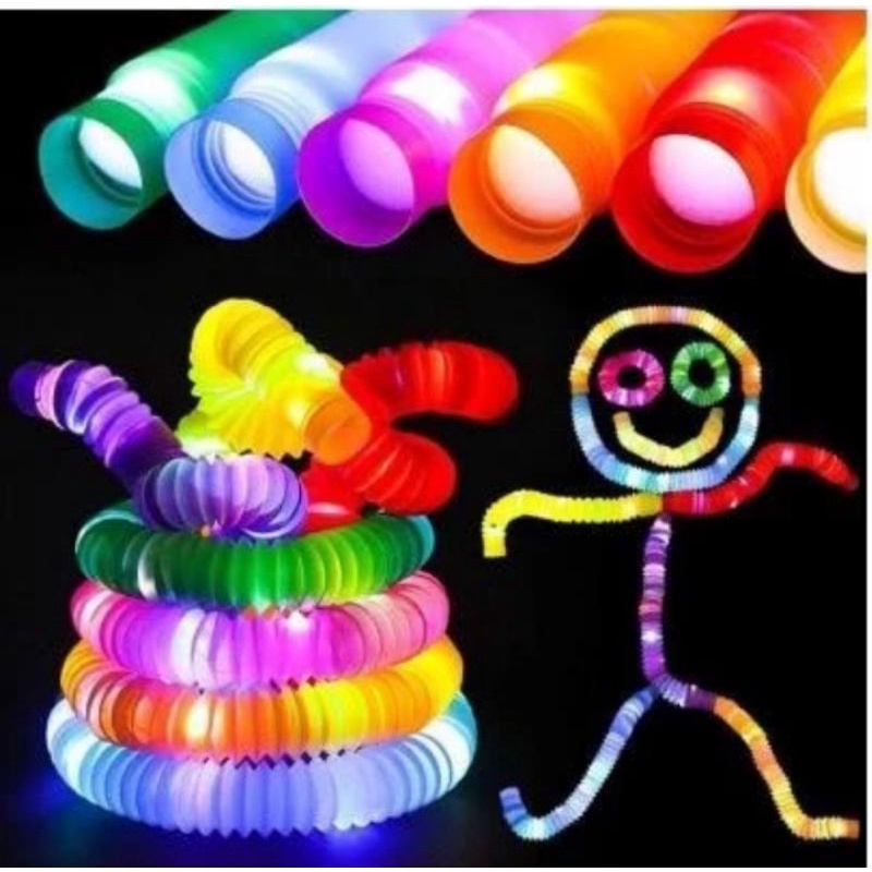 Lampu LED Light Up Pop Tubes Pipes Mainan Anak Pipa Stick Tarik Glow Kedip Kedip