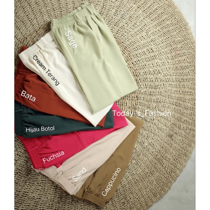Premium Celana Kulot Crinkle Highwaist Wanita Loose Cullote Pants Panjang Celana Kerja Kantor