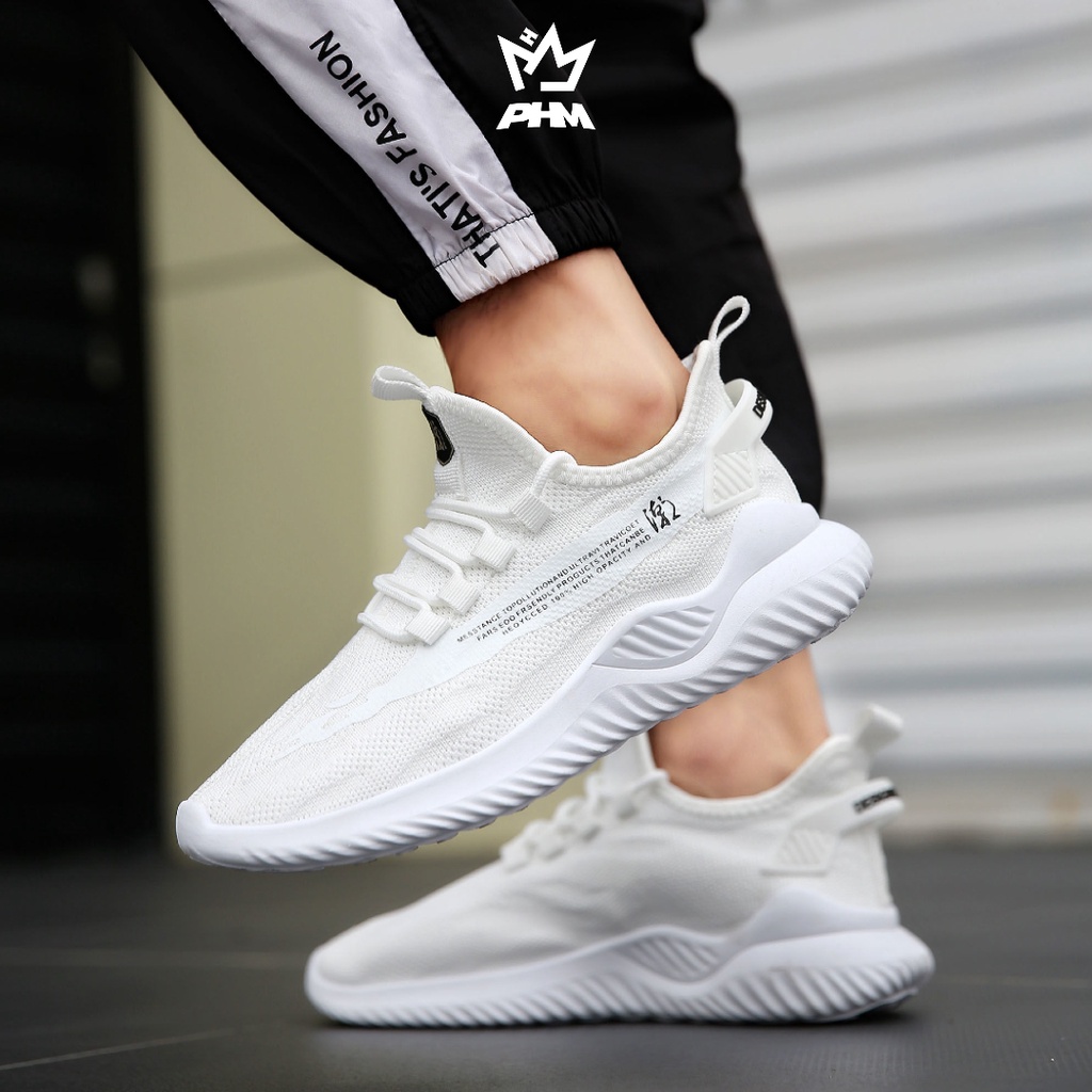 PHM Sepatu Sneakers Pria Olahraga Sport Shoes Casual Running Leto Putih