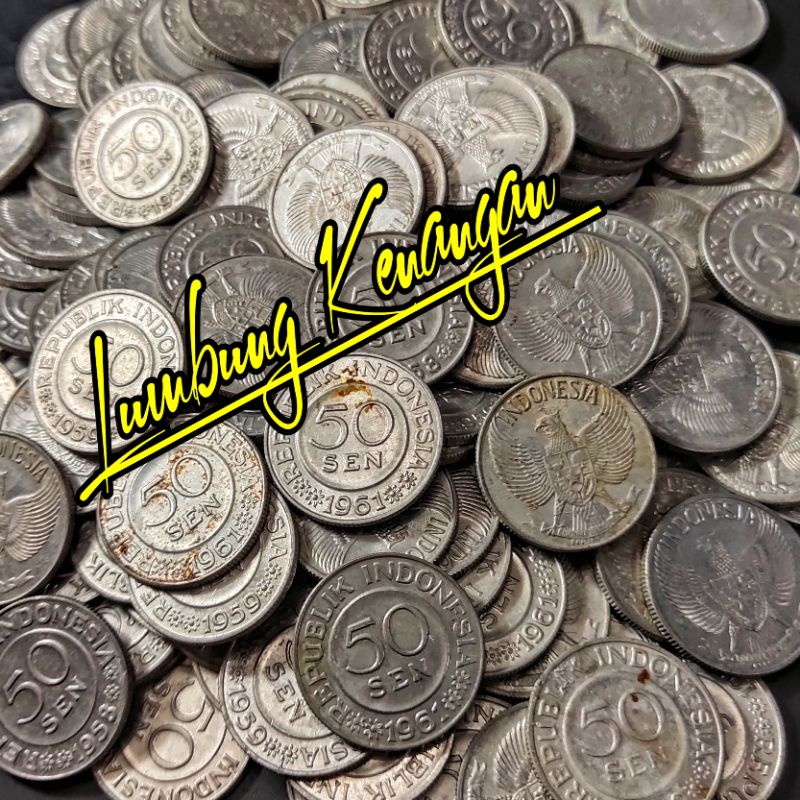 uang kuno koin 50 sen Garuda
