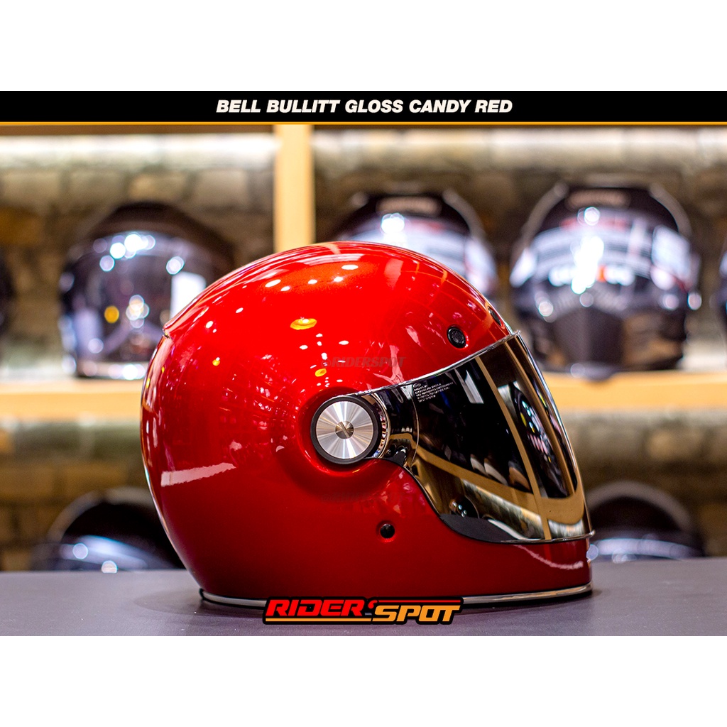 Helm Bell Bullitt Candy Red Full Face Retro Helmet Original Touring