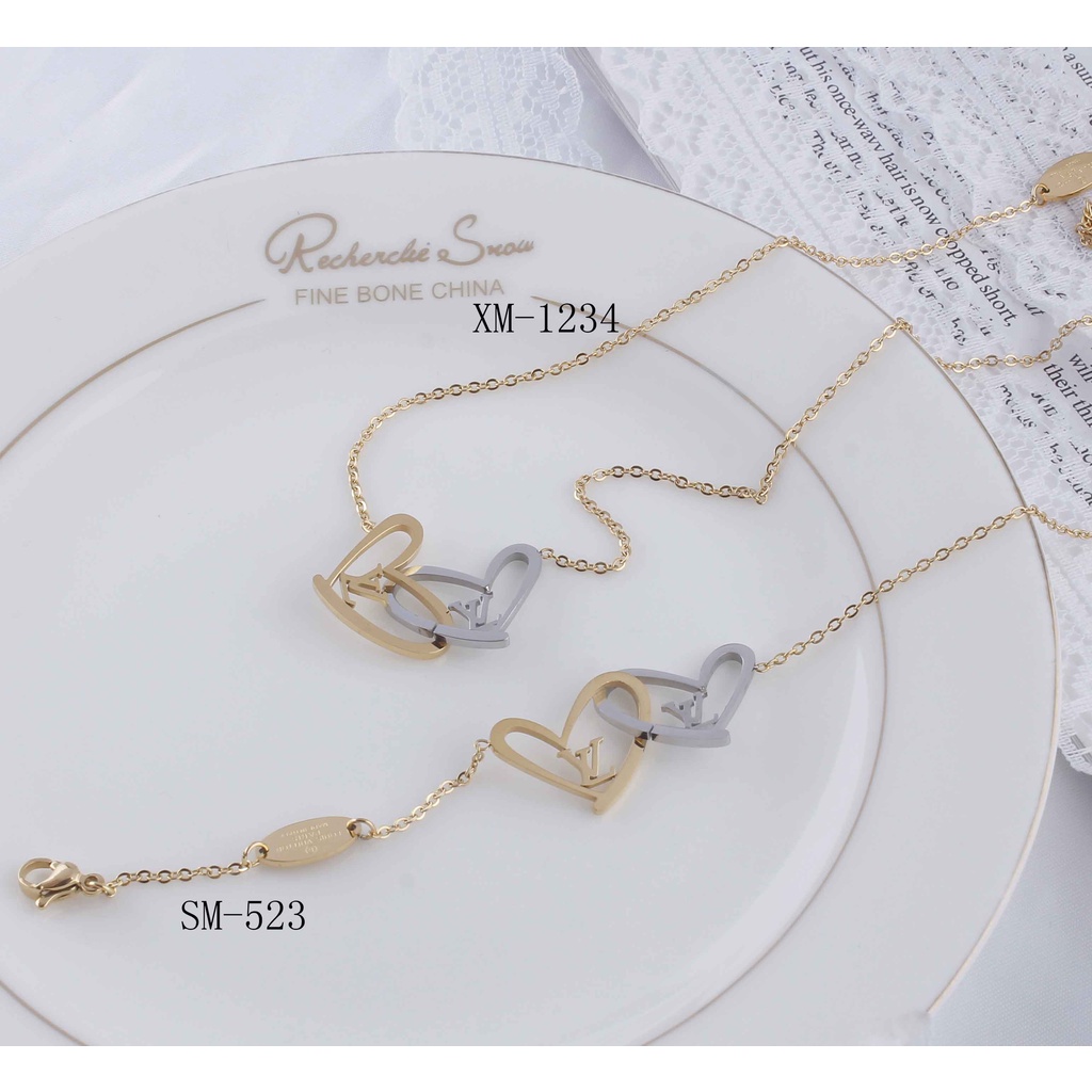 Set Titanium Kalung/Gelang Kombinasi Perhiasan Fashion 1234/523