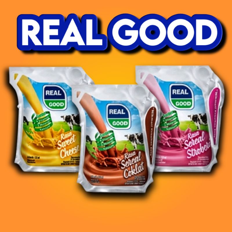 

REAL GOOD Pouch @125ml - 3Varian Rasa , Coklat,Strawberry,, Sweet Cheese