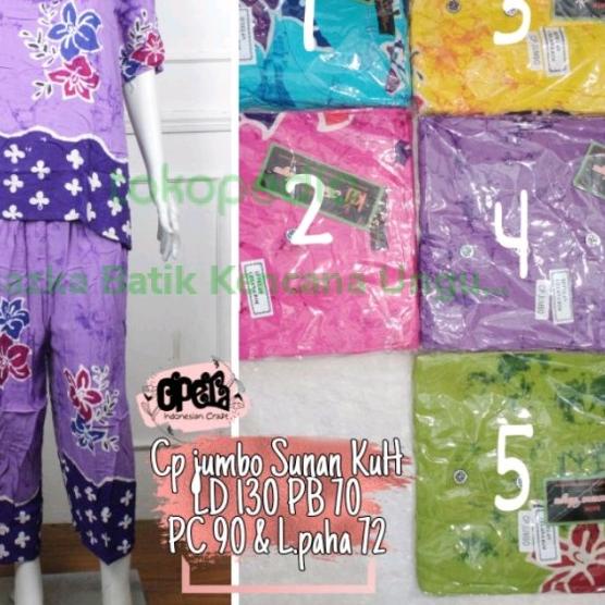 Setelan Celana Panjang Jumbo Motif Sunan Batik Kencana Ungu Label Hita