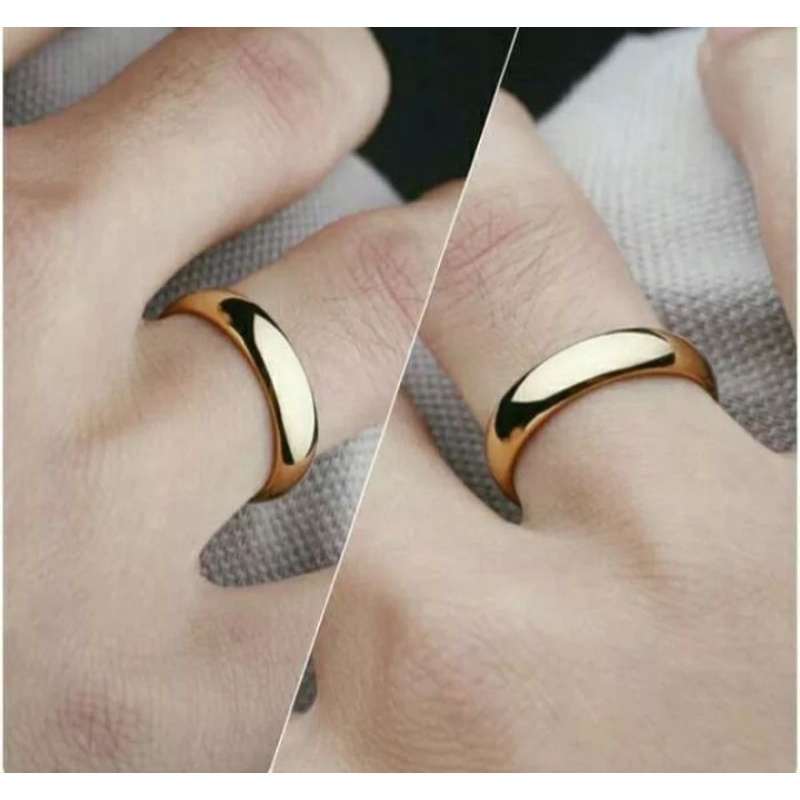 SATU CINCIN bambu polos TITANIUM ZIRCON GARIS PASIR CINCIN COUPLE CINCIN PASANGAN ANTI KARAT