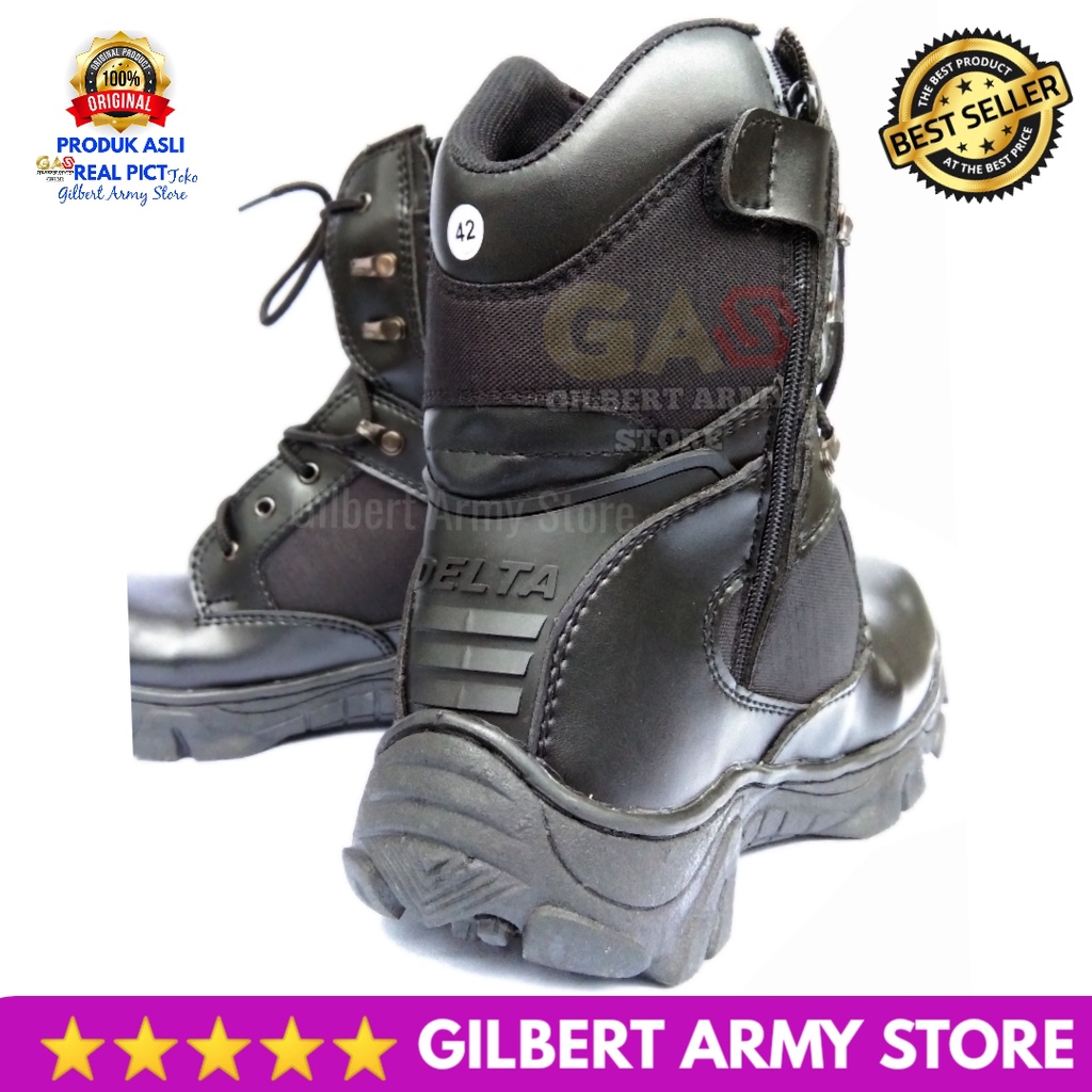 Sepatu Delta Pdl Hitam Tinggi 8Inc  Safety boots Promo Murah Cuci Gudang Gilbert Army Store 39-41