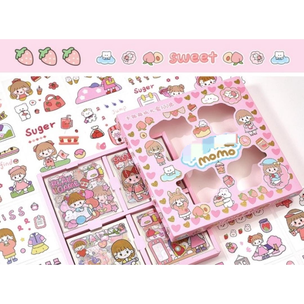 

stiker momo Waterproff Sticker Tumblr Harga Per 1box harga per 100pcs free headset