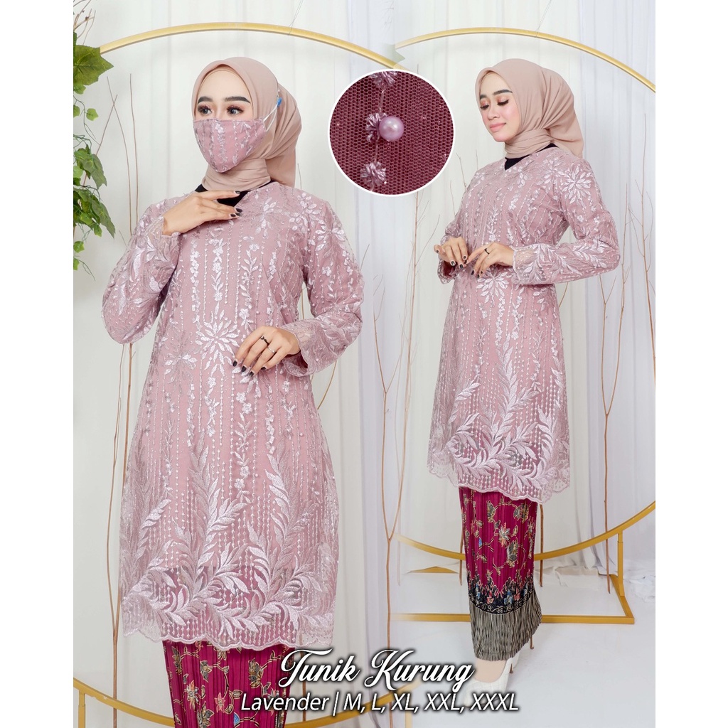 Kebaya tunik XXXL LD 125 | Tunik brukat jumbo | Kebaya tille | Baju outfit pesta kondangan lamaran pernikahan wisuda SIZE M L XL XXL