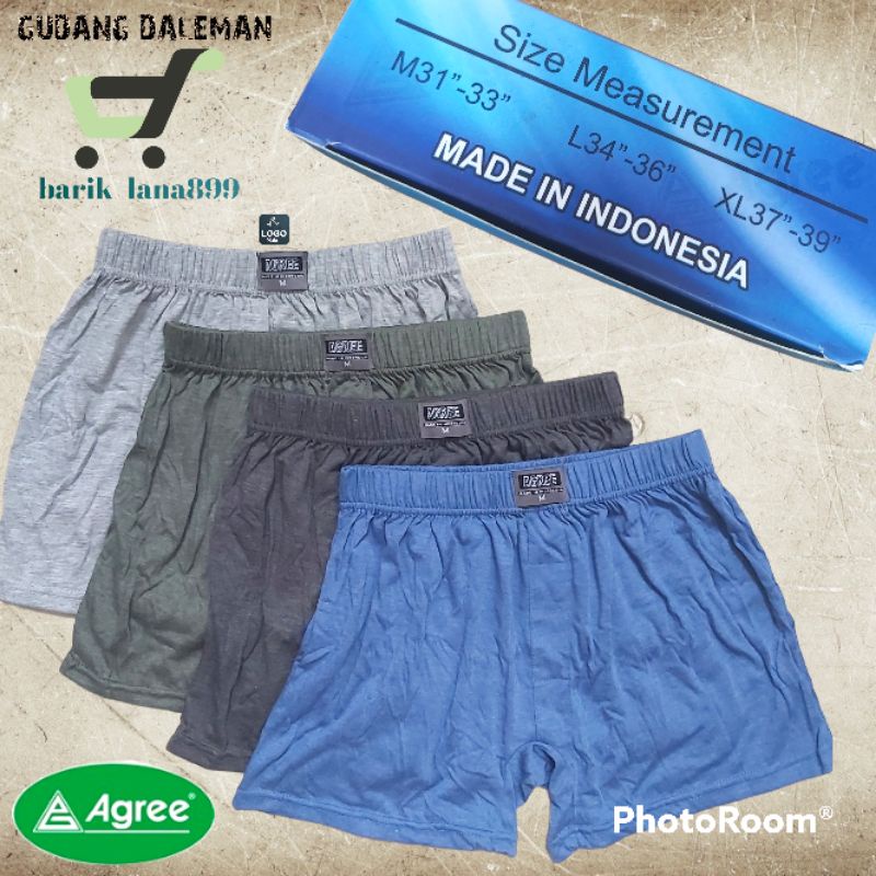 Celana Dalam Pria AGREE BOXER 6602 Karet Dalam-Kolor Pria Murah-Pakaian Dalam Pria