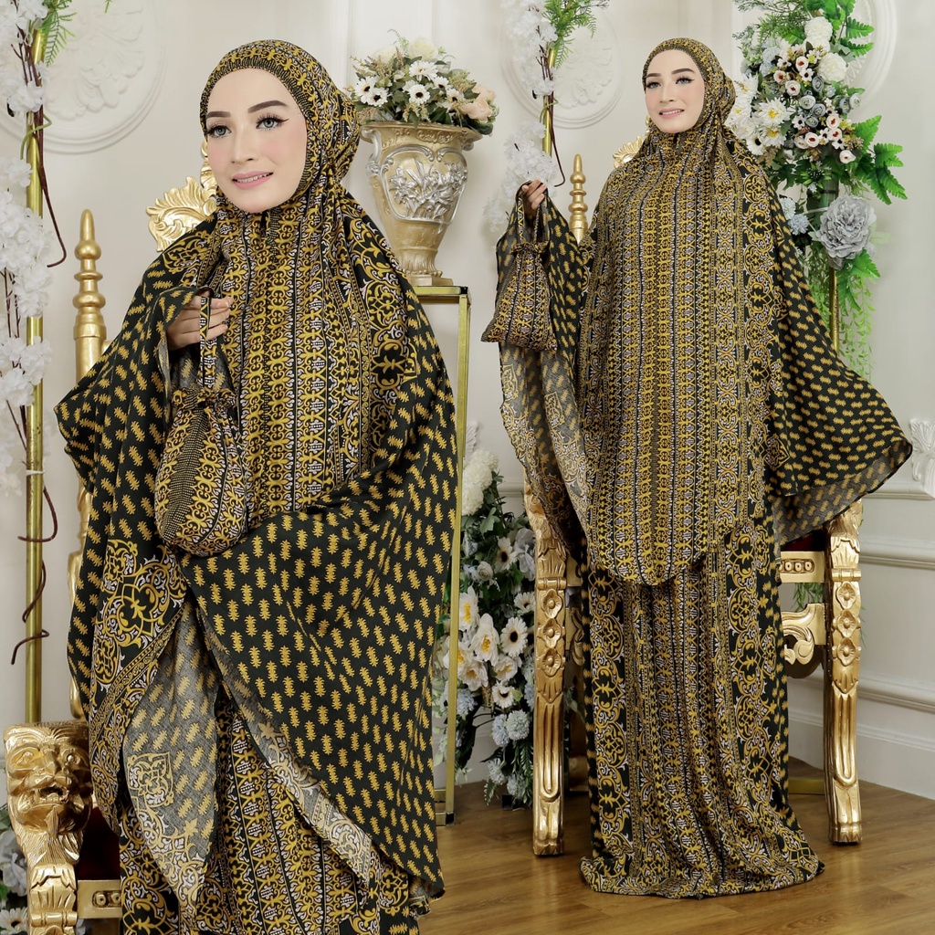 HOPYLOVY - Mukena Dewasa Jumbo Rayon Bali Terbaru Mukena Kutu Free Tas