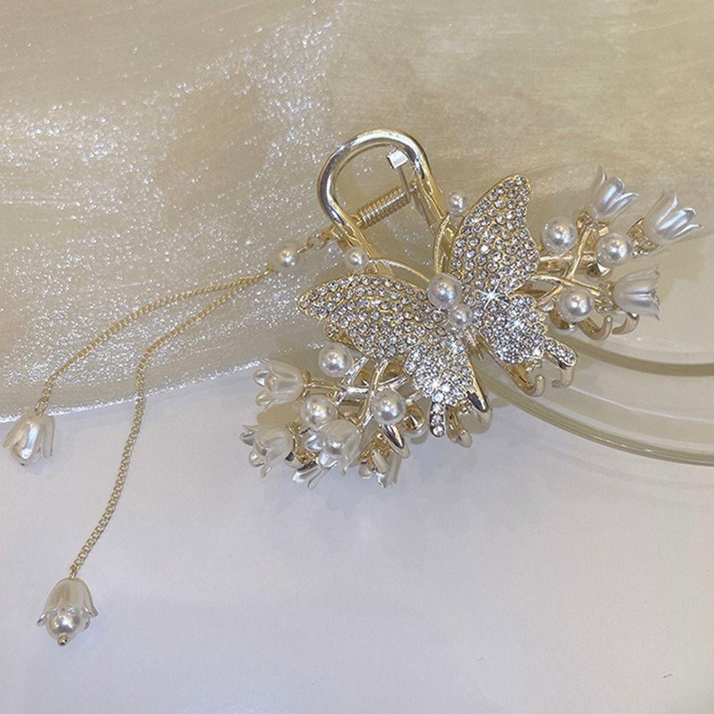 Agustina Kupu-Kupu Klip Rambut Logam Hiu Klip Gadis Bentuk Geometris Berlian Berlian Imitasi Besar Ambil Klip Aksesoris Rambut Perempuan