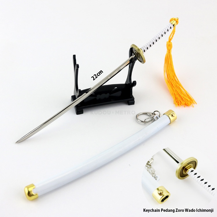 Keychain Replika Pedang Zoro White Benang Anime Manga One Piece