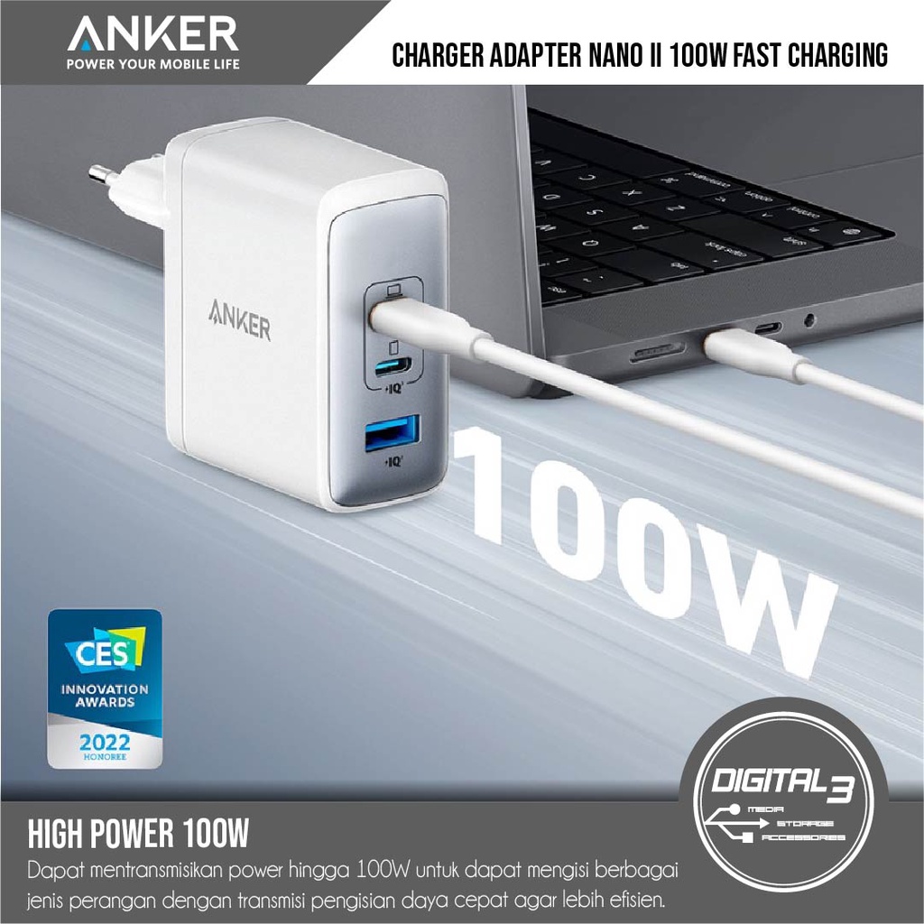 Anker 736 Charger 100W Nano II Gan 2 PD 3 Port USB C + A PPS SFC A2145