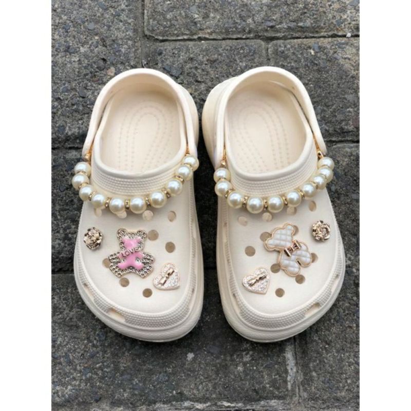 SANDAL FASHION ANAK BAE MUTIARA CLOG FREE JIBBITZ