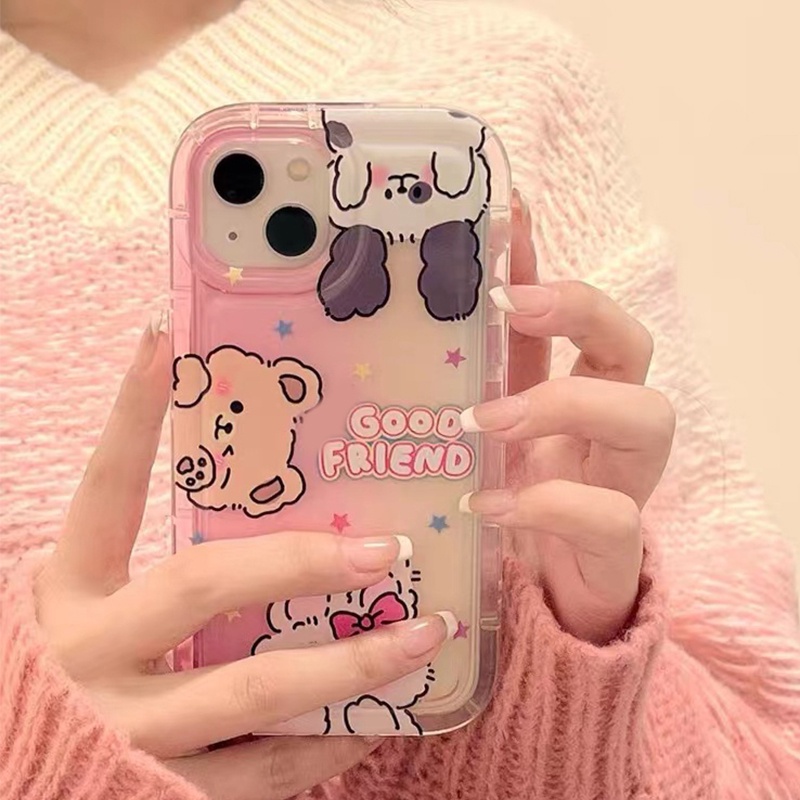 Soft Case Silikon TPU Transparan Motif Kelinci Beruang Untuk IPhone 14 13 12 11 Pro X XR XS Max 6 6S 7 8 Plus