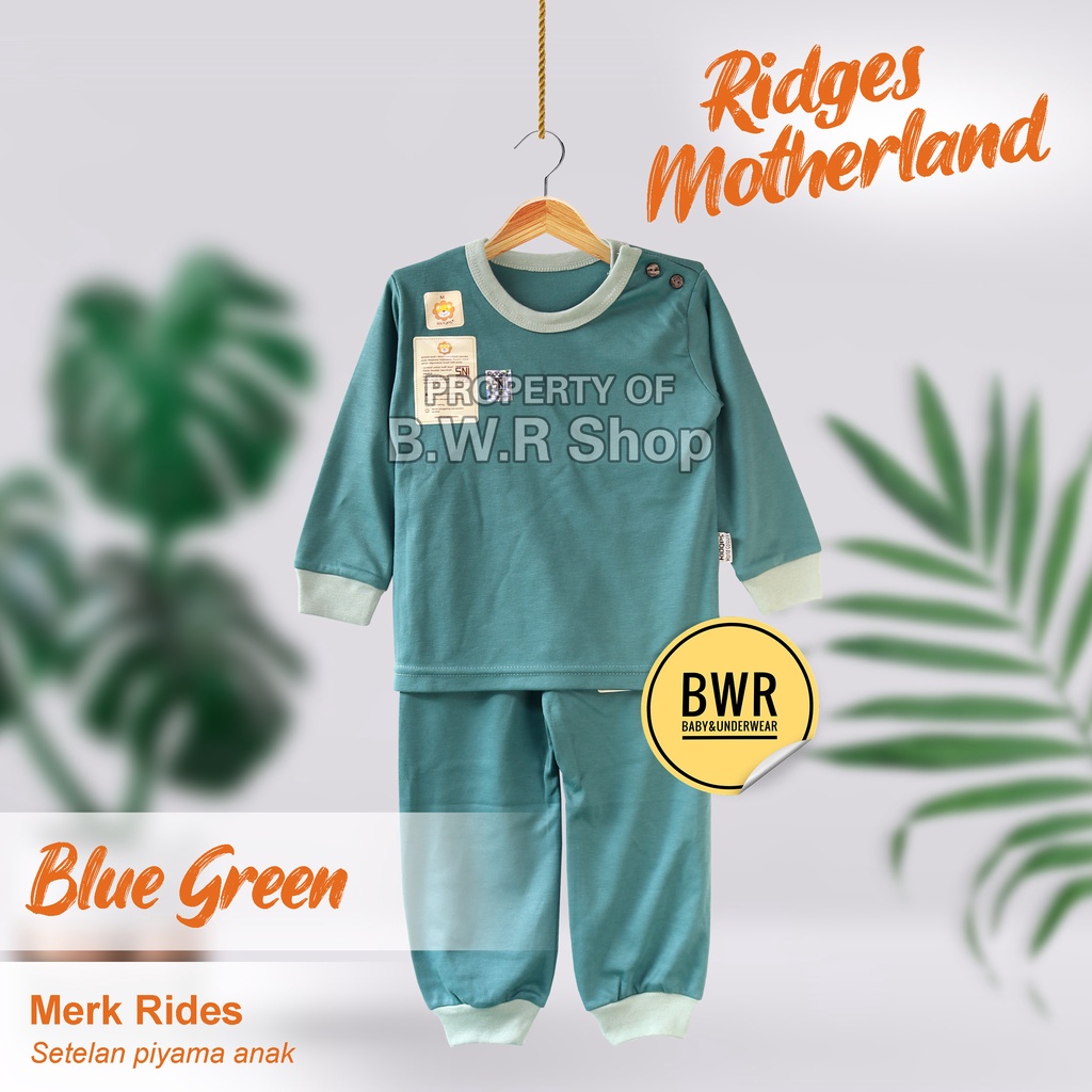 Setelan Anak Ridges PANJANG Motherland Polos / Setelan Piyama Baju Tidur Anak Harian Warna Unisex | Bwr