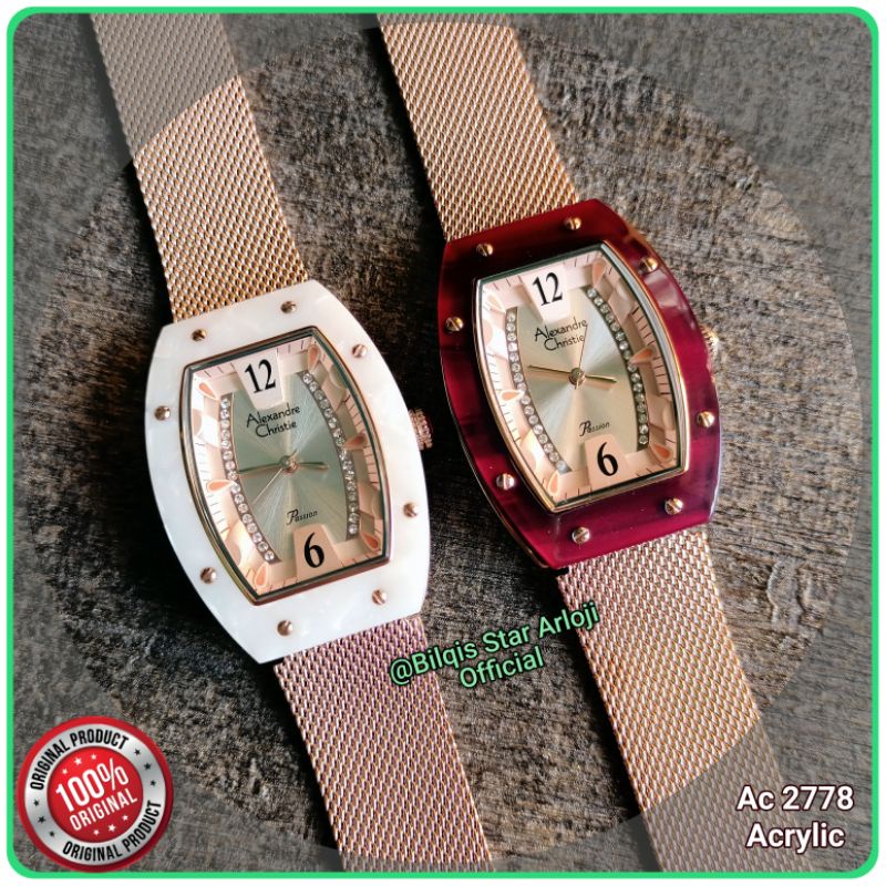 Alexandre Christie Ac 2778 Kotak Ceramic Tali Rantai Pasir Rose Gold Original