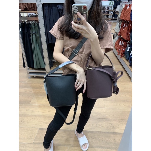 Uniqlo bucket leather bag sale
