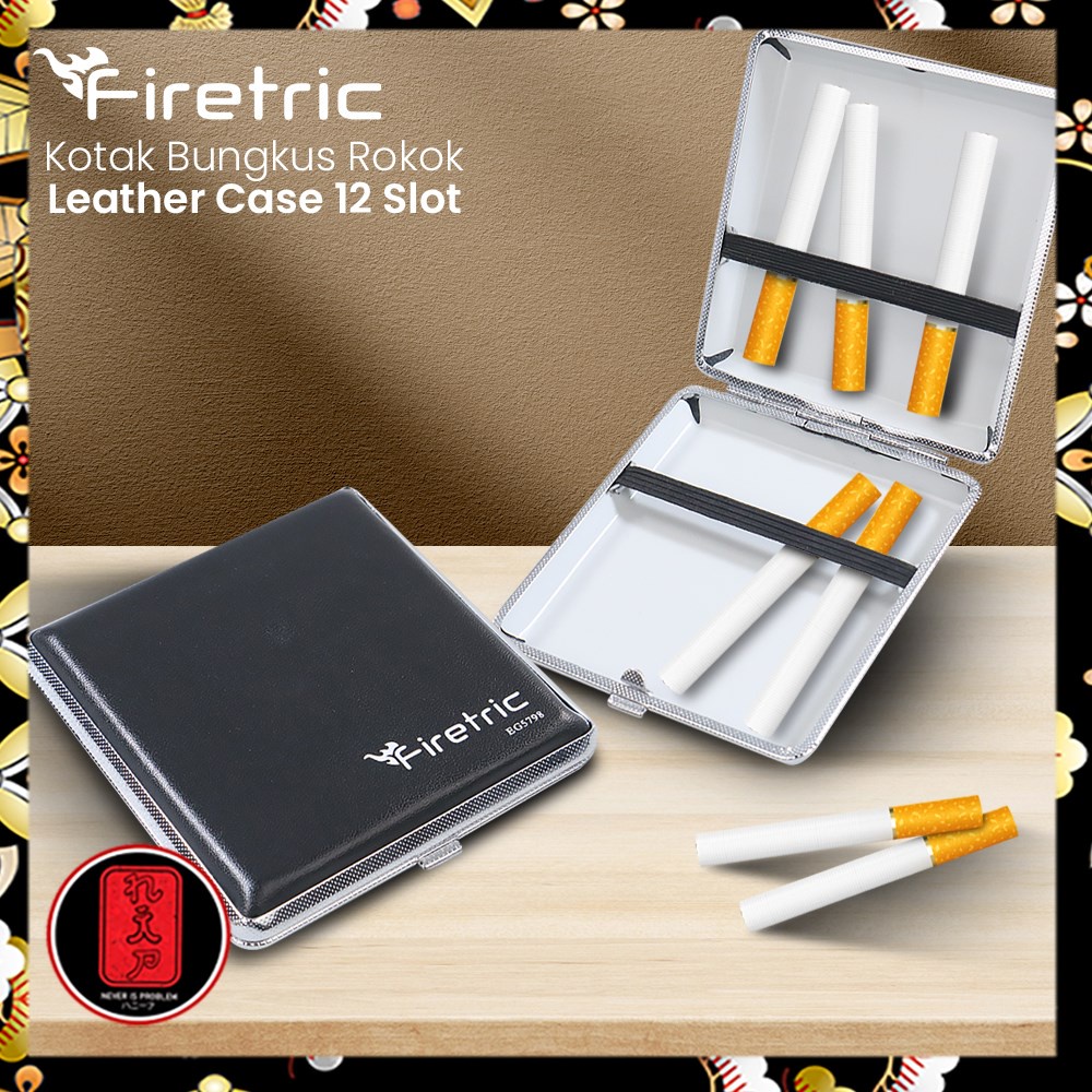 Firetric Kotak Bungkus Rokok Elegan Leather Cigarette Case 12 Slot - EG5798 - Black