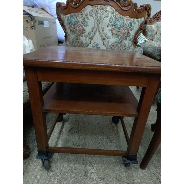 MEJA TV KAYU RODA BEKAS SECOND PRELOVED 2 SUSUN TINGKAT UTK RENTAL DISPLAY FURNITURE DAPUR KAMAR TID