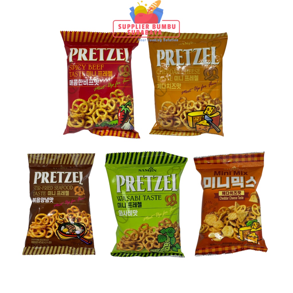 

SAMJIN - Snack Pretzel Korea Rasa Cheddar Cheese / Spicy Beef / Stir-Fried Seafood 85g