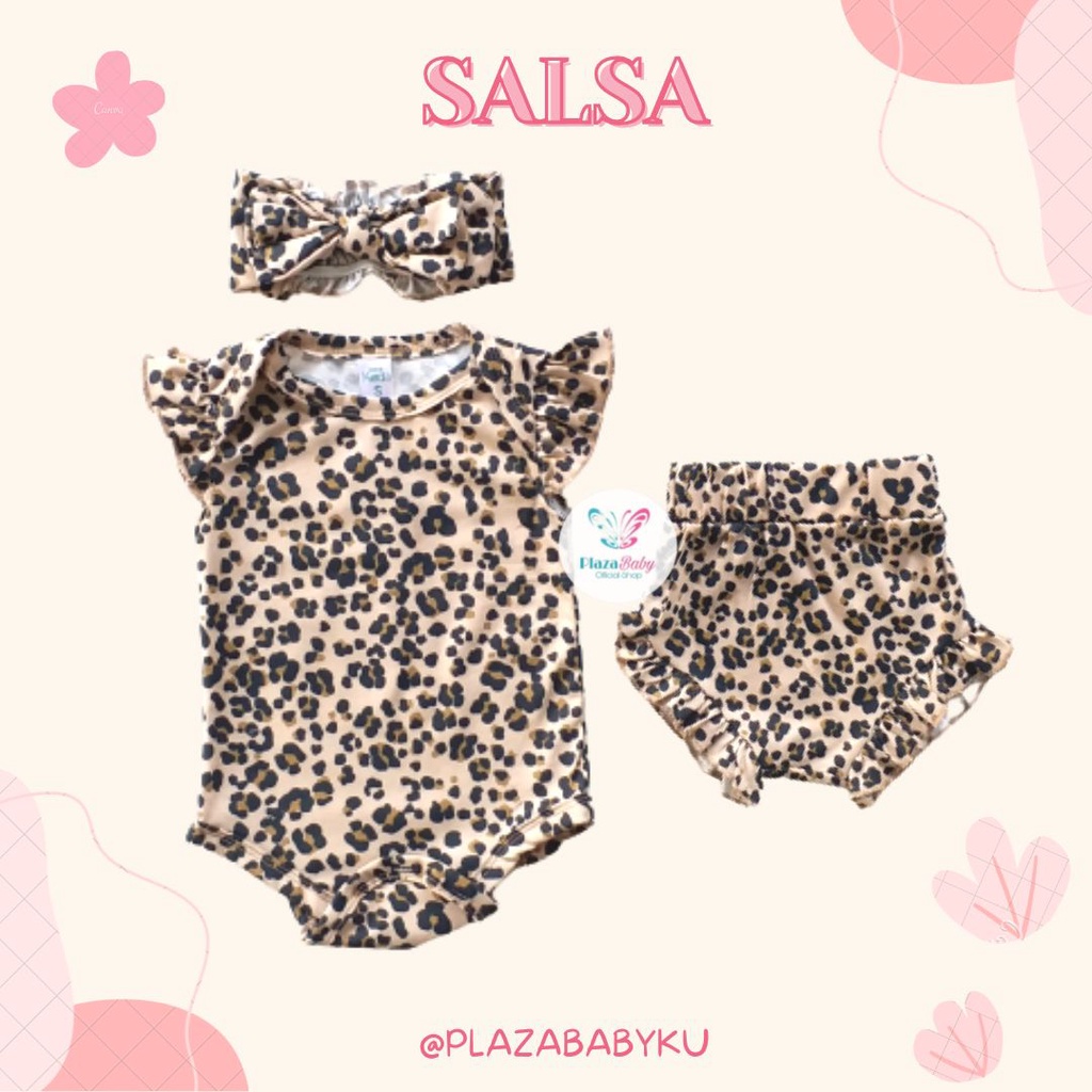 SALE 10.10 Plazababyku MX SALSA setelan bayi motif bunga yang lucu + free headband