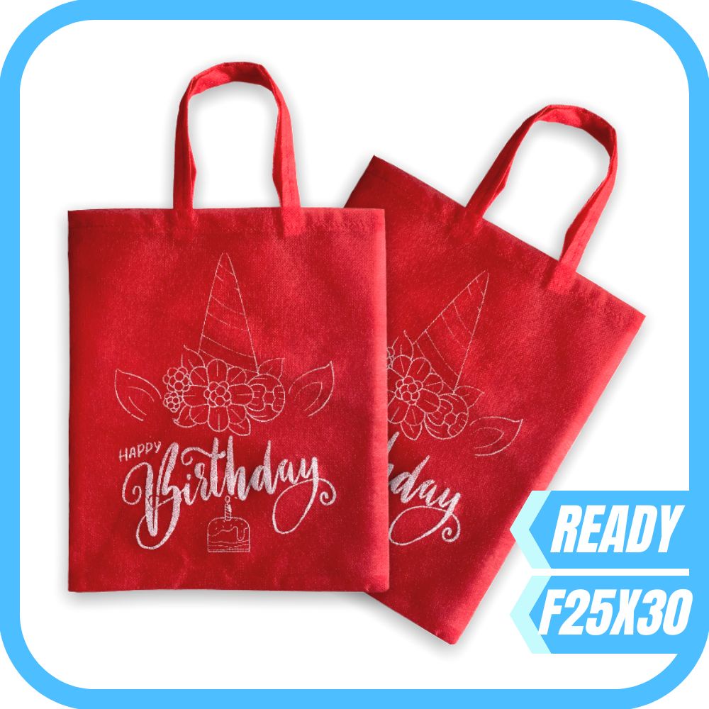 

Tas Bingkisan Ultah Souvenir Ulang Tahun Termurah dan Terlaris MOTIF HBD KUE MERAH f25x30 40GSM