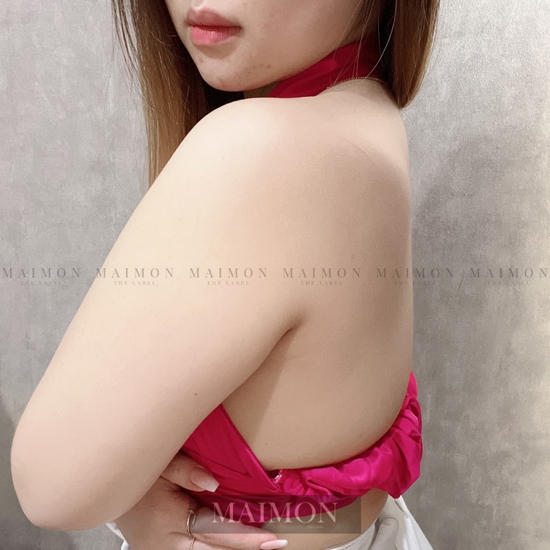 Silky Backless Top | Atasan Crop Sexy Korean Fashion | Maimon Grosir