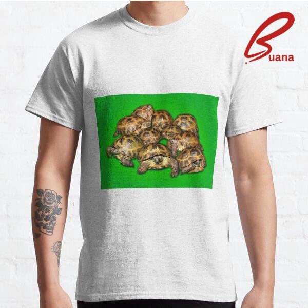 Kaos Pria Greek Tortoise Group on Bright Green Background Premium Custom 715