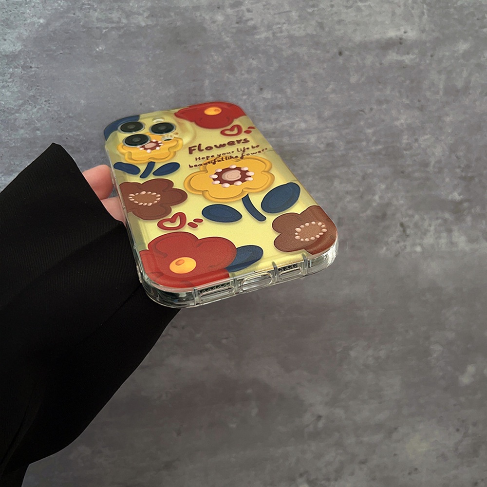 Ins Soft Case Hp Transparan Gambar Bunga Untuk Iphone 14 / 11 / 12 / 13pro MAX