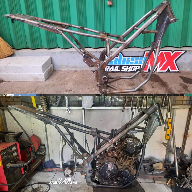 Rangka klx untuk mesin scorpio mentahan tanpa cat berkualitas dan pengelasan co