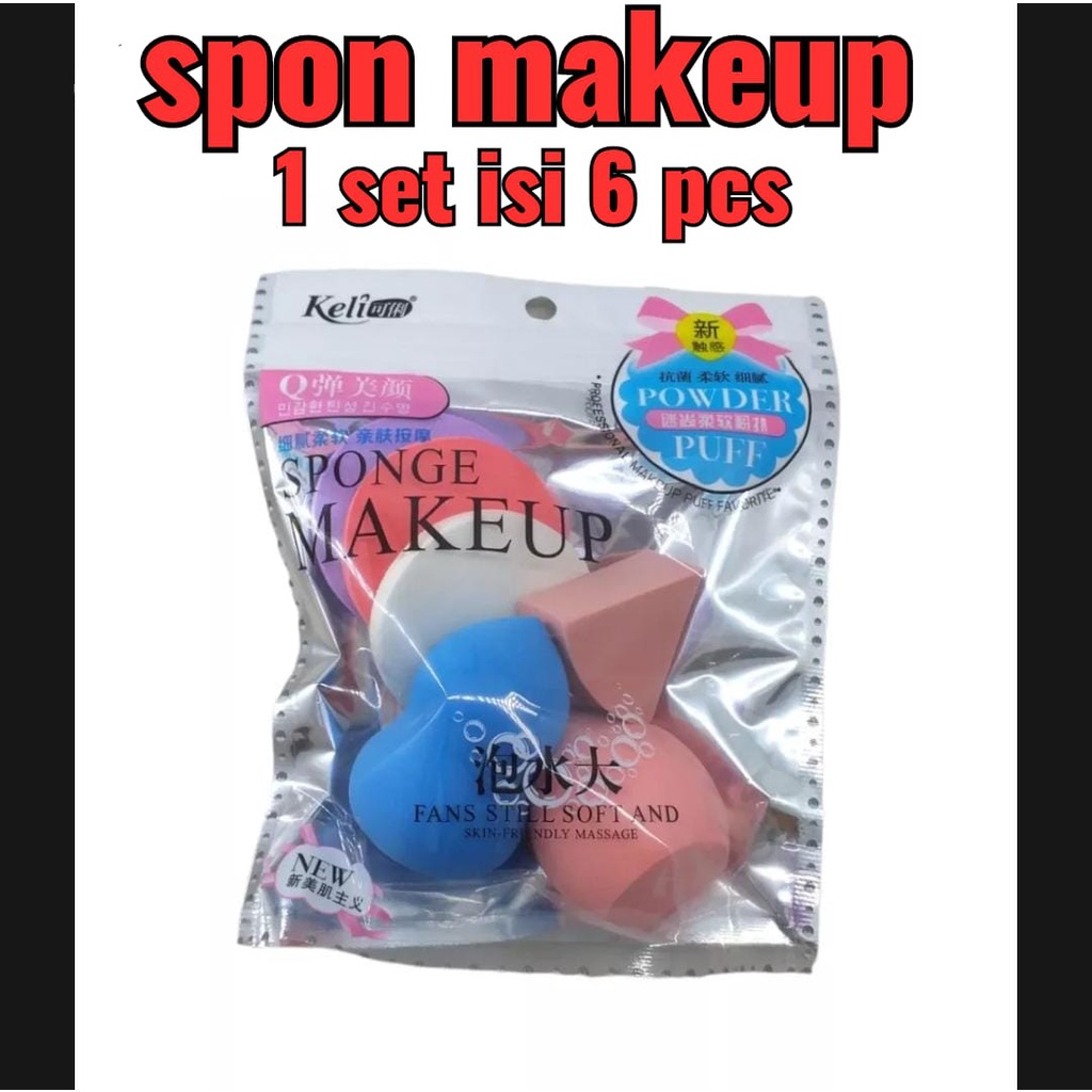 Spon Make Up Varian Lengkap 6 in 1 / Spon Murah 1 Set isi 6 Pcs / Sponge Makeup / Alas Bedak / Alat Make Up / Spon MakeUp