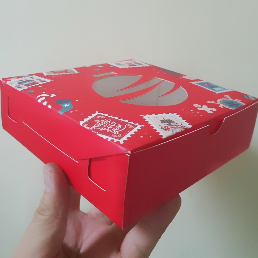 

( 10pcs ) Kotak Kardus Sekat 4 Kemasan Parcel Natal Box Packaging Kue Nastar Egg Tart Bingkisan Christmas