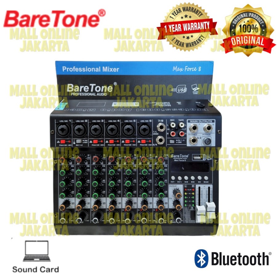 Mixer baretone max force 8 mixer audio 8 channel original force8