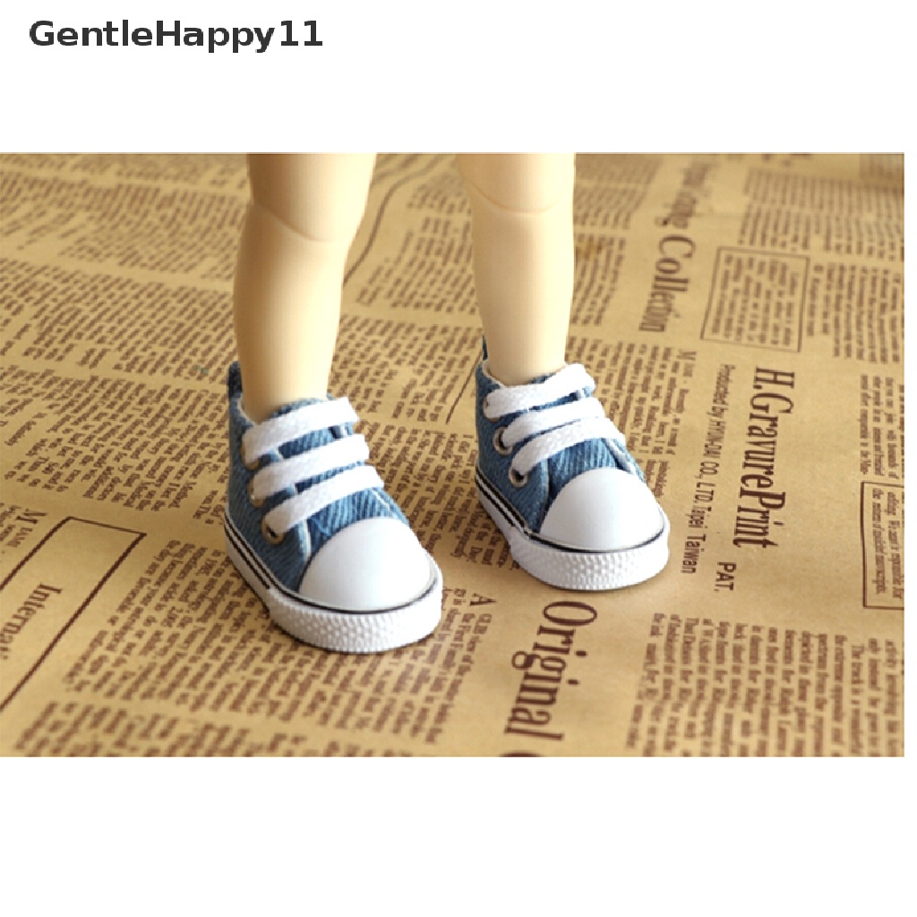 Gentlehappy Sepatu Boneka 5cm Sepatu Mainan Denim Kanvas1/6 Bjd Untuk Sneackers Boneka Rusia id