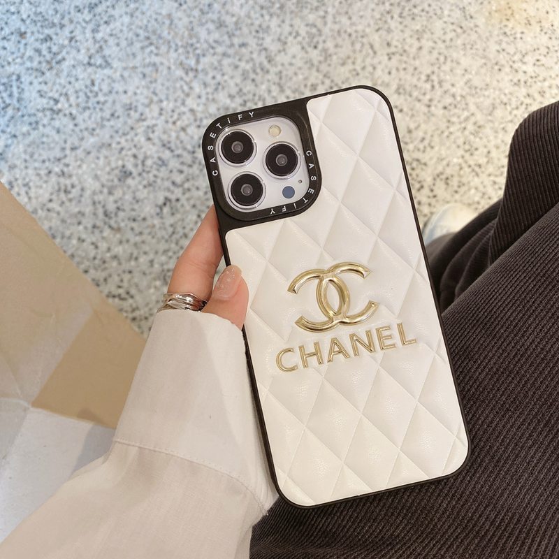 Casing iPhone 11 12 13 14 Pro Max 14 Plus Bahan Kulit Motif LOGO CHANEL