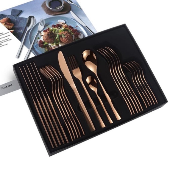 

Promo Luxury Cutlery Set Gift Gold 24pcs / Sendok Sultan Mewah Hardbox Gold - rose gold Murah