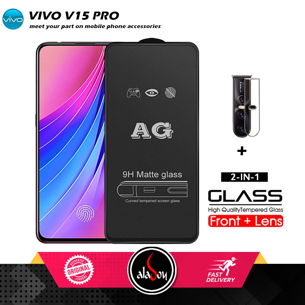 Vivo V15 Pro PAKET 2IN1 Tempered Glass Matte Anti Glare Full Layar dan Tempered Glass Kamera