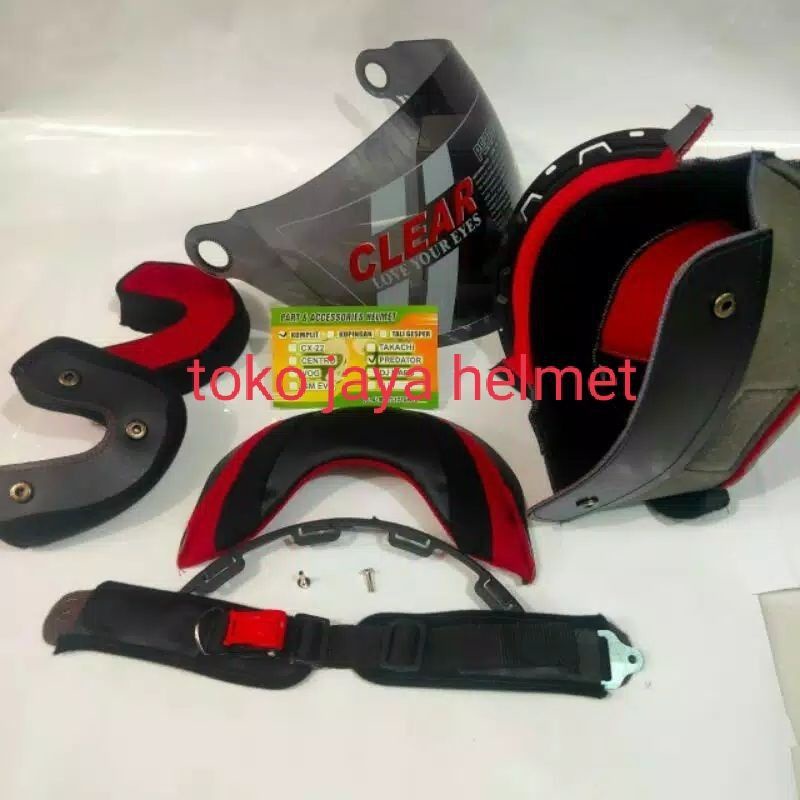 Paket komplit busa dan kaca helm NHK PREDATOR Buat NHK PREDATOR SINGGEL VISORBusa helm NHK PREDATOR kancing BESI