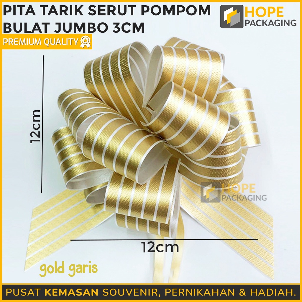 Pita Tarik Serut Pompom Bulat Jumbo 3 cm