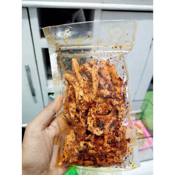 Basreng pedas, cemilan pedas , basreng stick daun jeruk viral