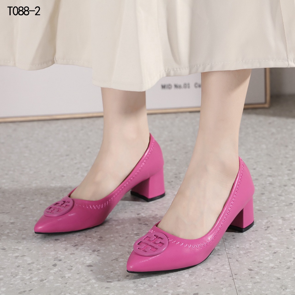 TB Leather Block Heel Pumps T088-2