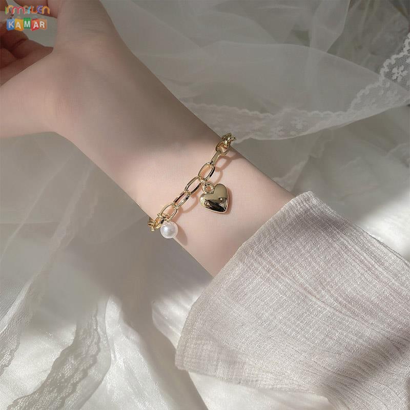 Gelang Titaniun Perak Berbentuk Hati Rantai Gelang Tangan Wanita Bunga Bintang Liontin Korea Fashion Gelang Wanita